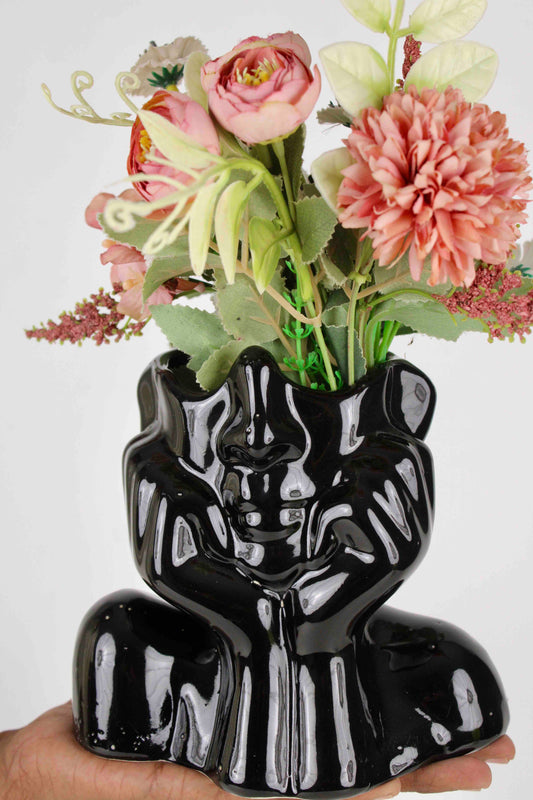 Black Female Face Vase