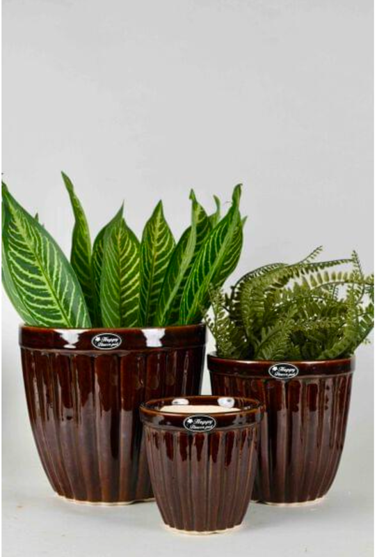 Set of 3 Brown Planters