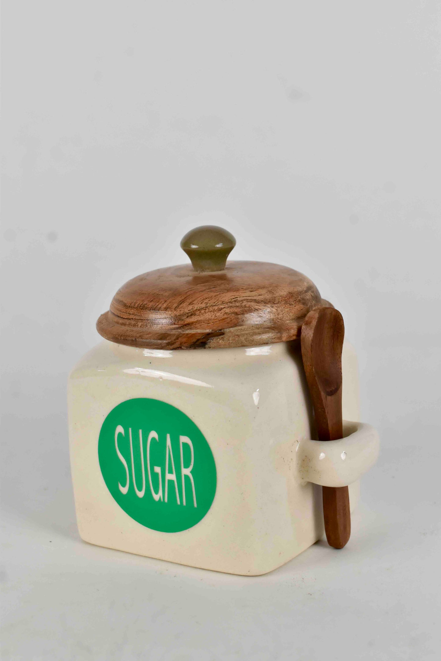 Airtight Jar with Wooden Lid & Spoon (English)